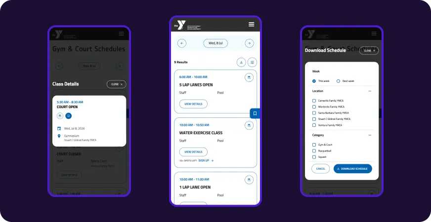Channel Islands YMCA mobile schedule finder