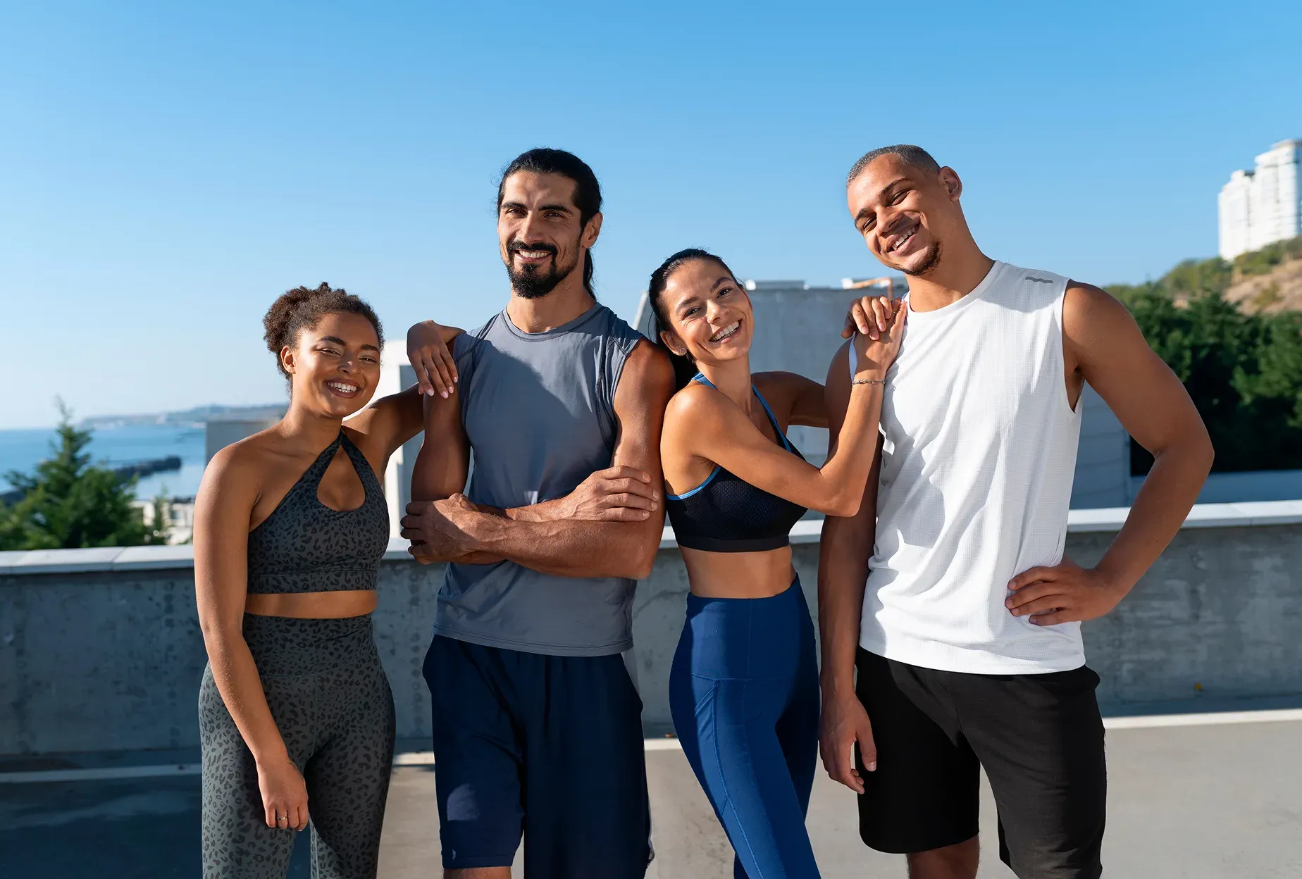 YMCA members together outdoors after exercising